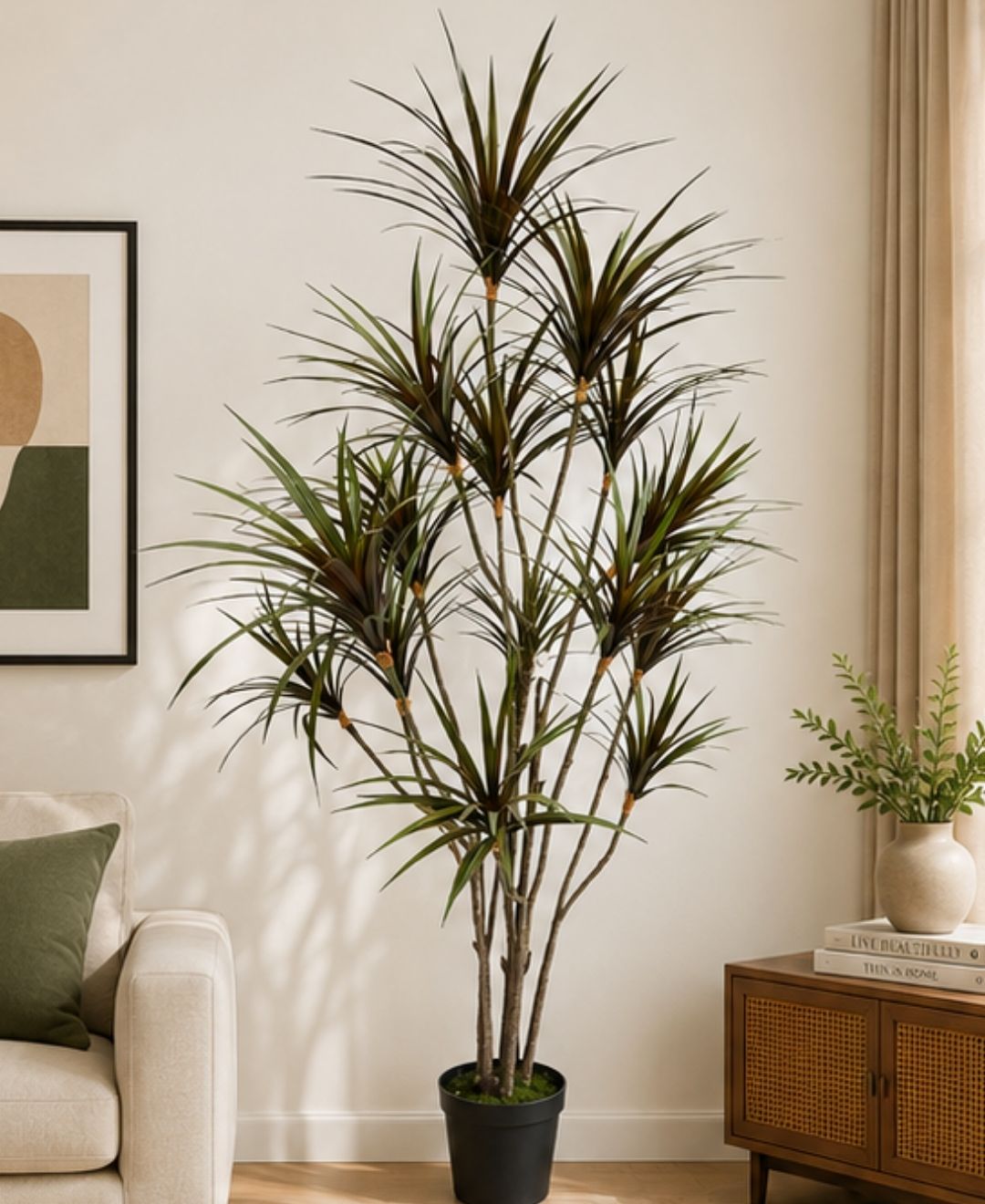 Realistic Faux Dracaena Dragon Red Green Tree With Pot- 7FT With Pot