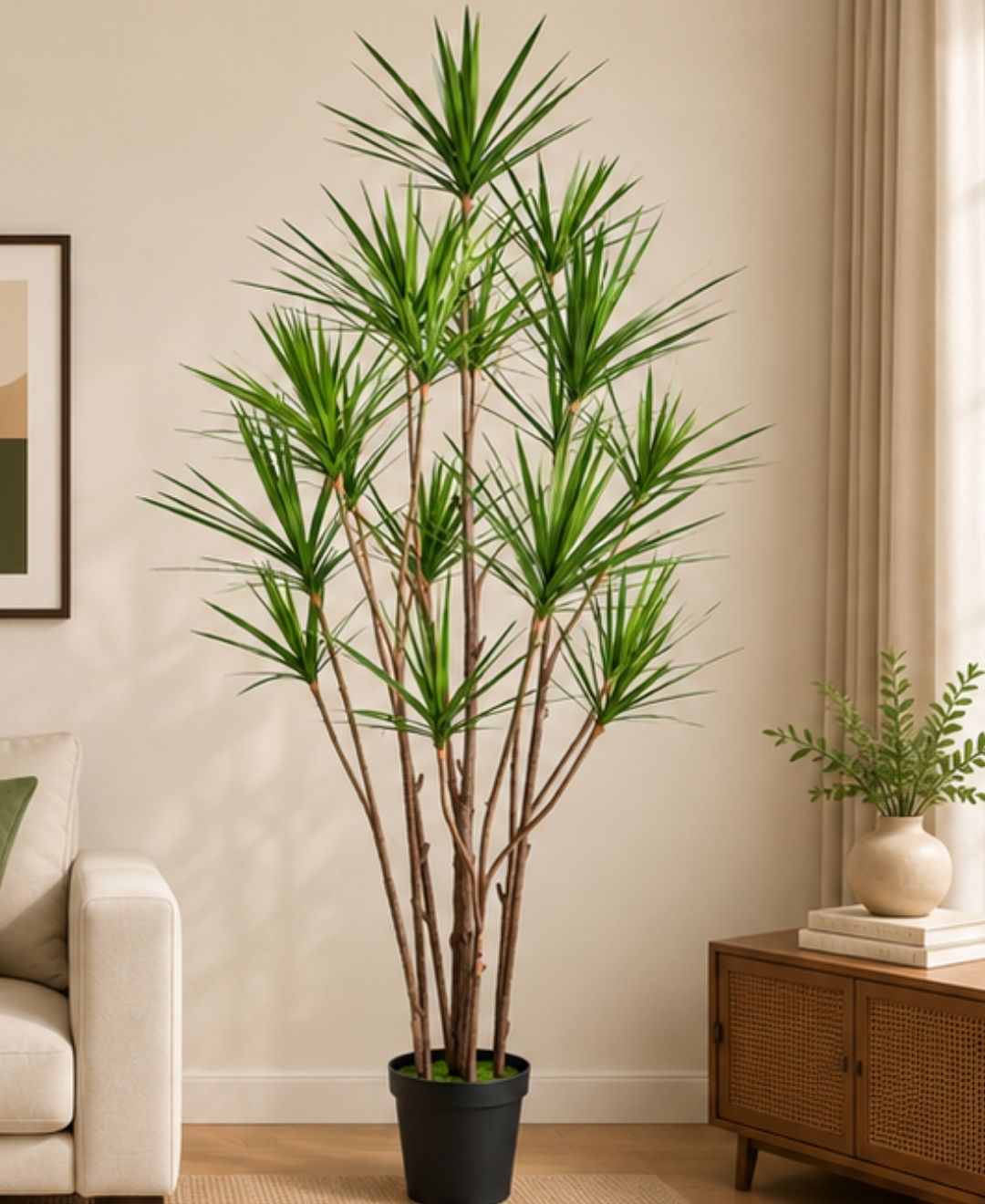 Realistic Faux Dracaena Dragon Green Tree With Pot-8 FT