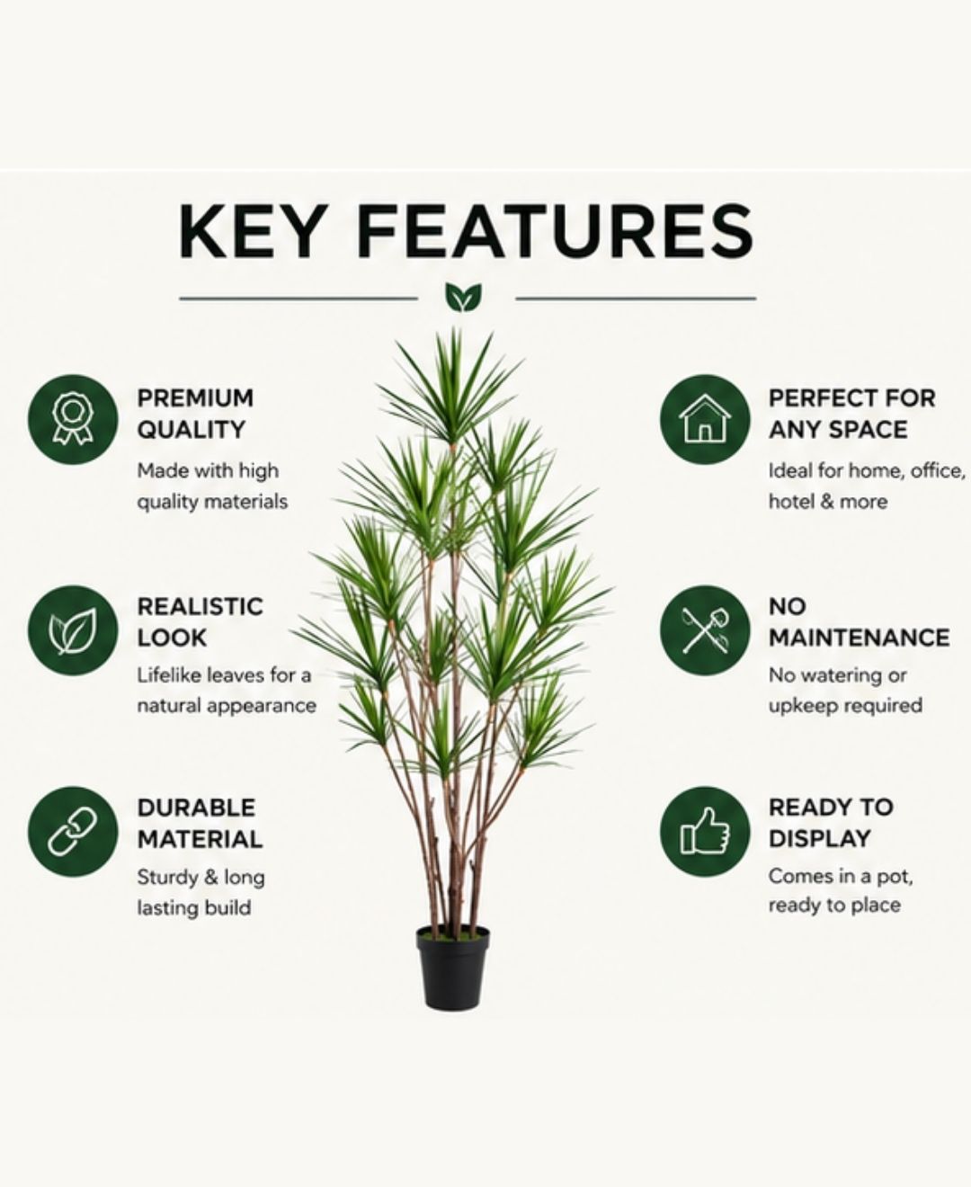 Realistic Faux Dracaena Dragon Green Tree With Pot-8 FT