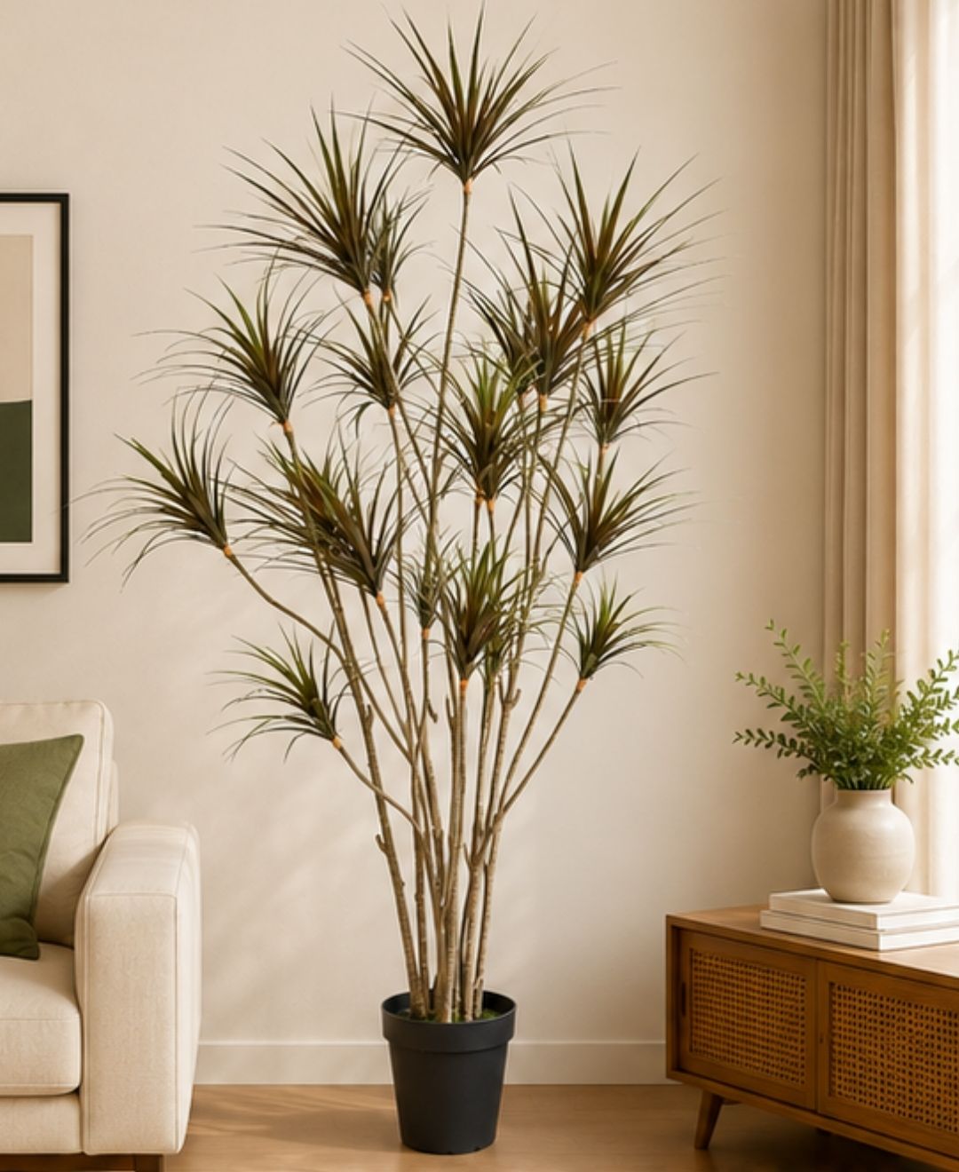 Realistic Faux Dracaena Dragon Red Green Tree With Pot-8 FT