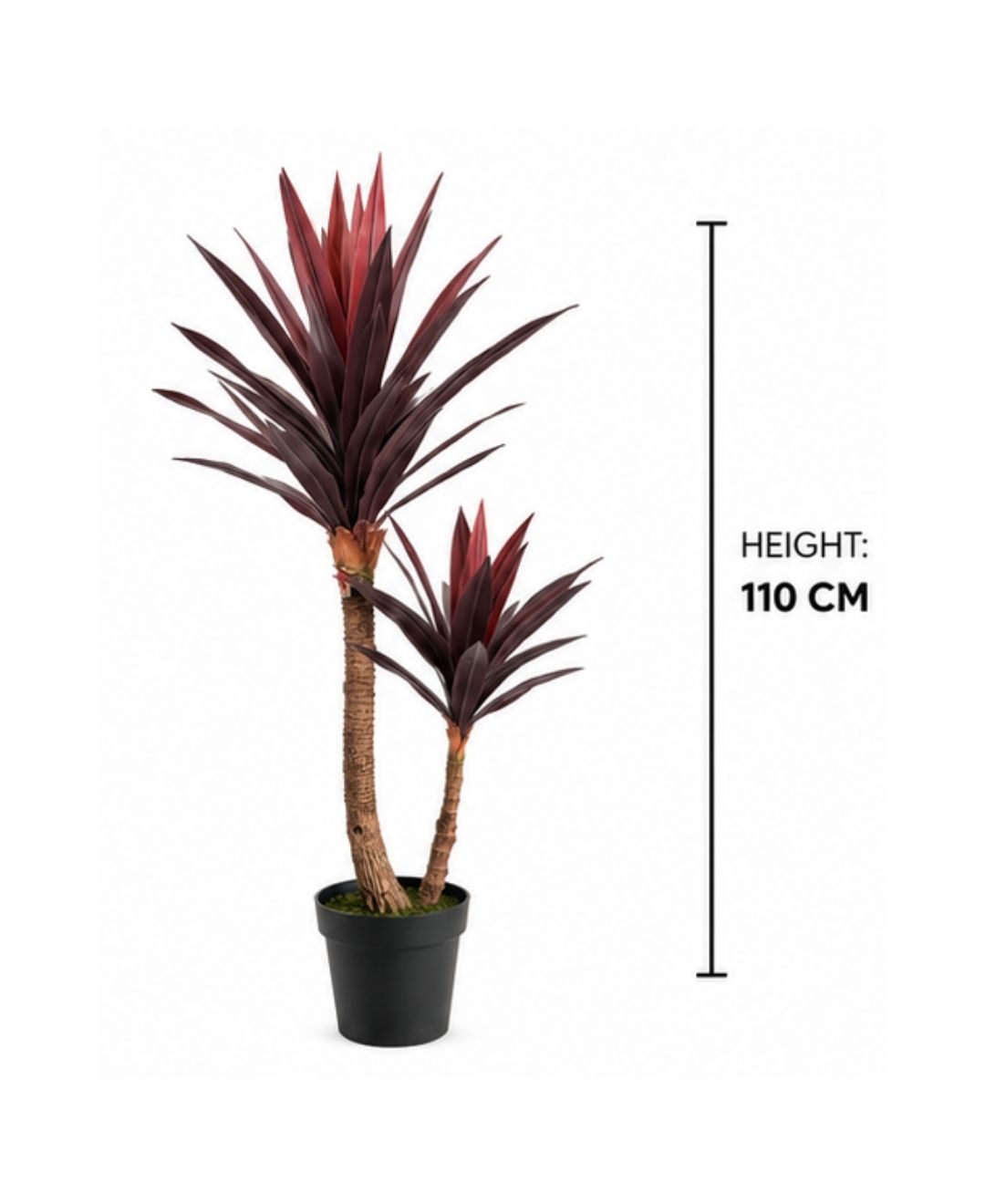 Premium Artificial Burgundy Red Green Dracaena Plant with Pot -3.5 FT