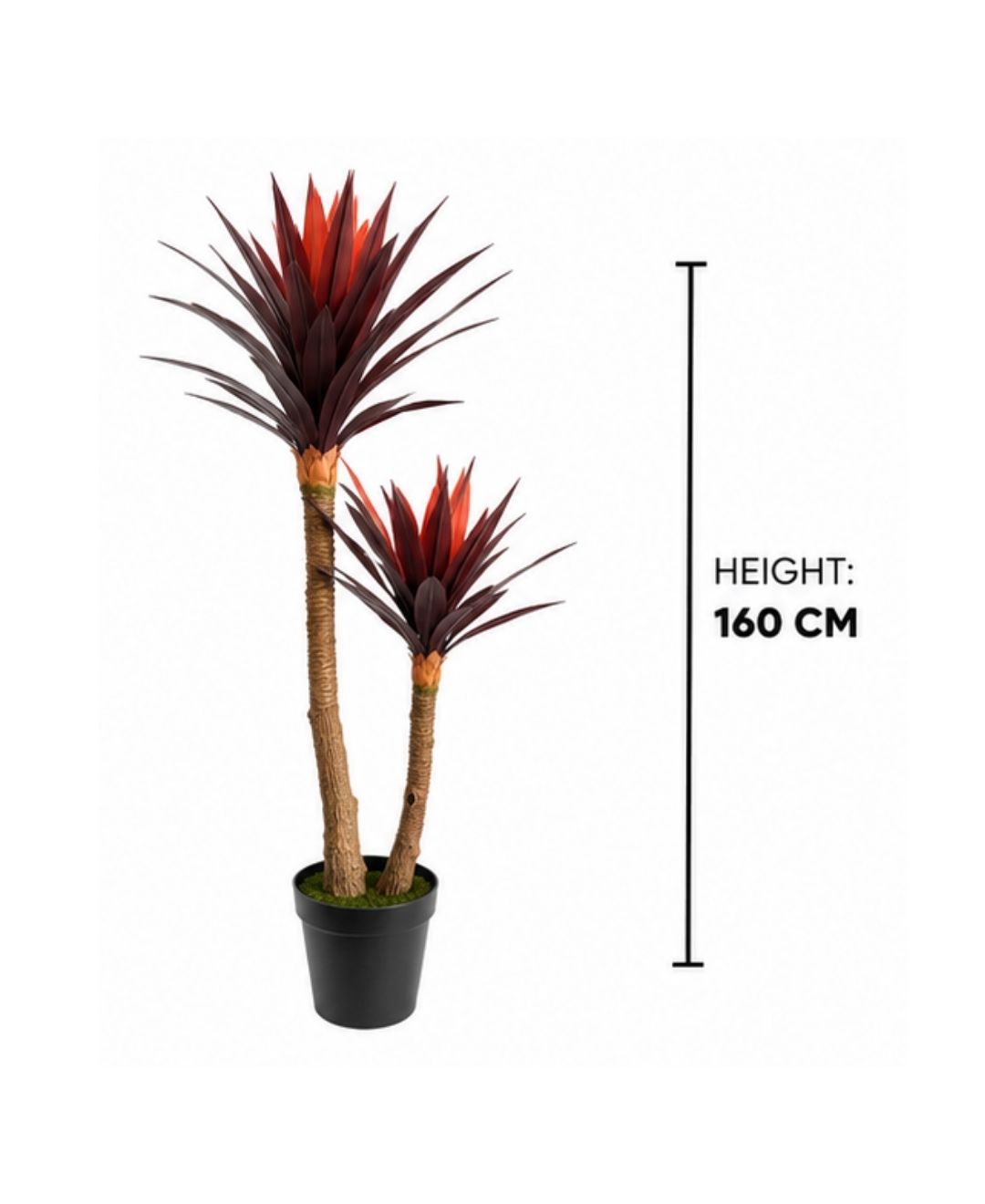 Premium Artificial Burgundy Dracaena Marginata Red Plant With Pot -5 FT