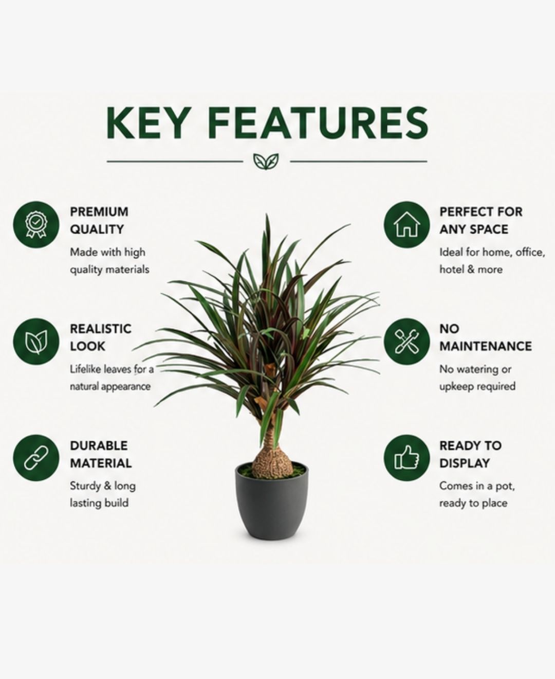 Compact Artificial Red Green Dracaena Plant With Pot-2 FT
