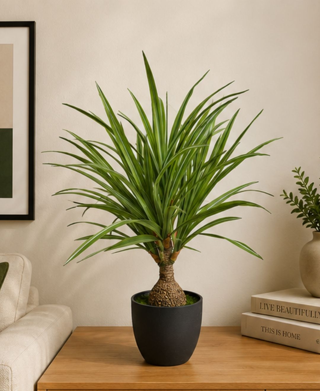 Compact Artificial White Green Dracaena Plant With Pot-2 FT