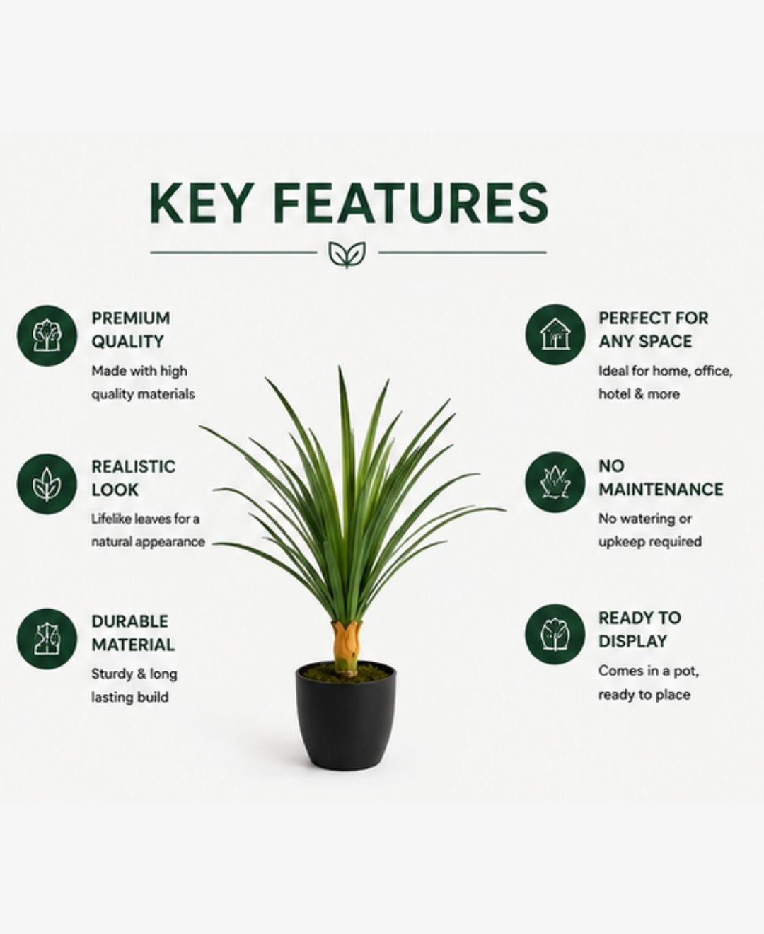 Mini Artificial Dracaena Green Plant Without Pot - 1FT