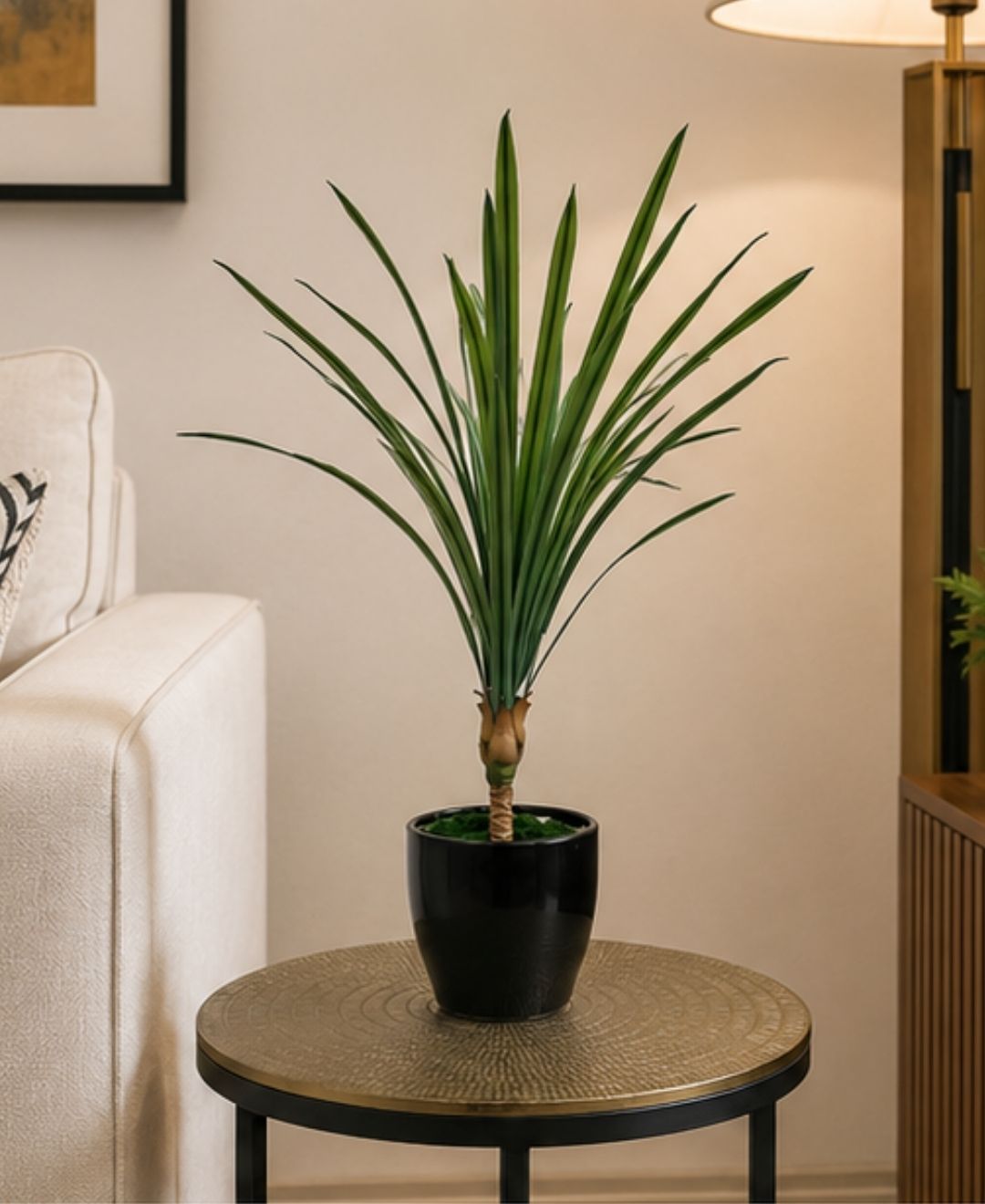 Mini Artificial Dracaena White Green Plant Without Pot - 1FT