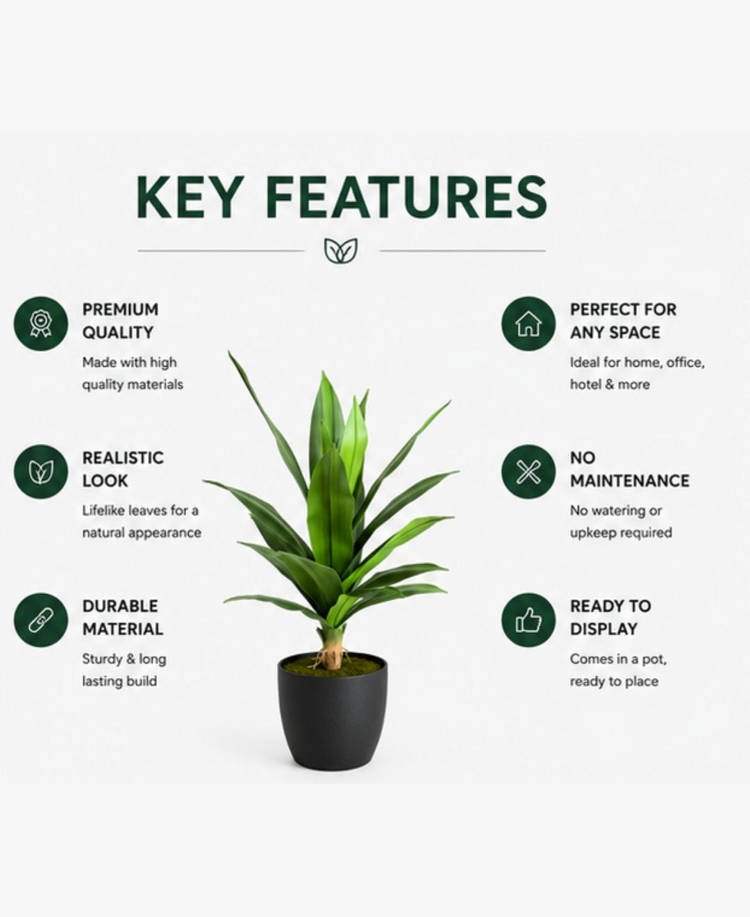 Mini Artificial Dracaena Marginata Plant Without Pot- 1FT