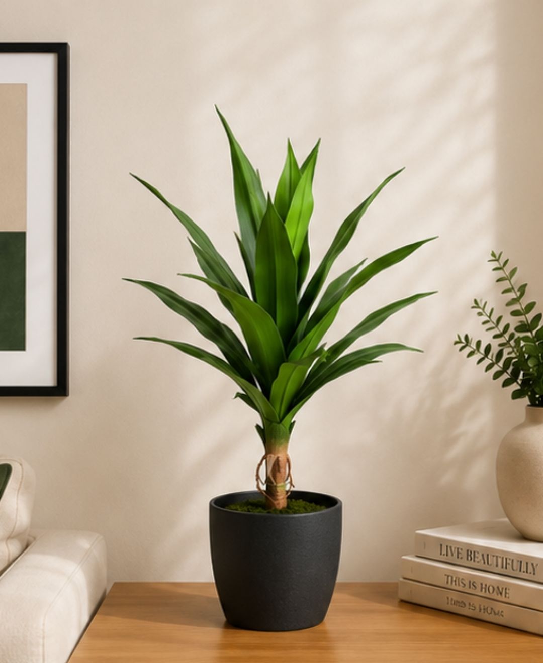 Compact Artificial Dracaena Marginata Plant Without Pot- 1FT