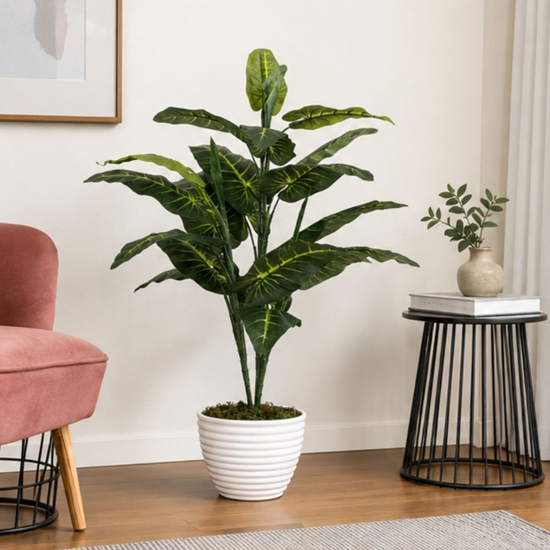 Compact Artificial Elephant Ear Plant Without Pot
