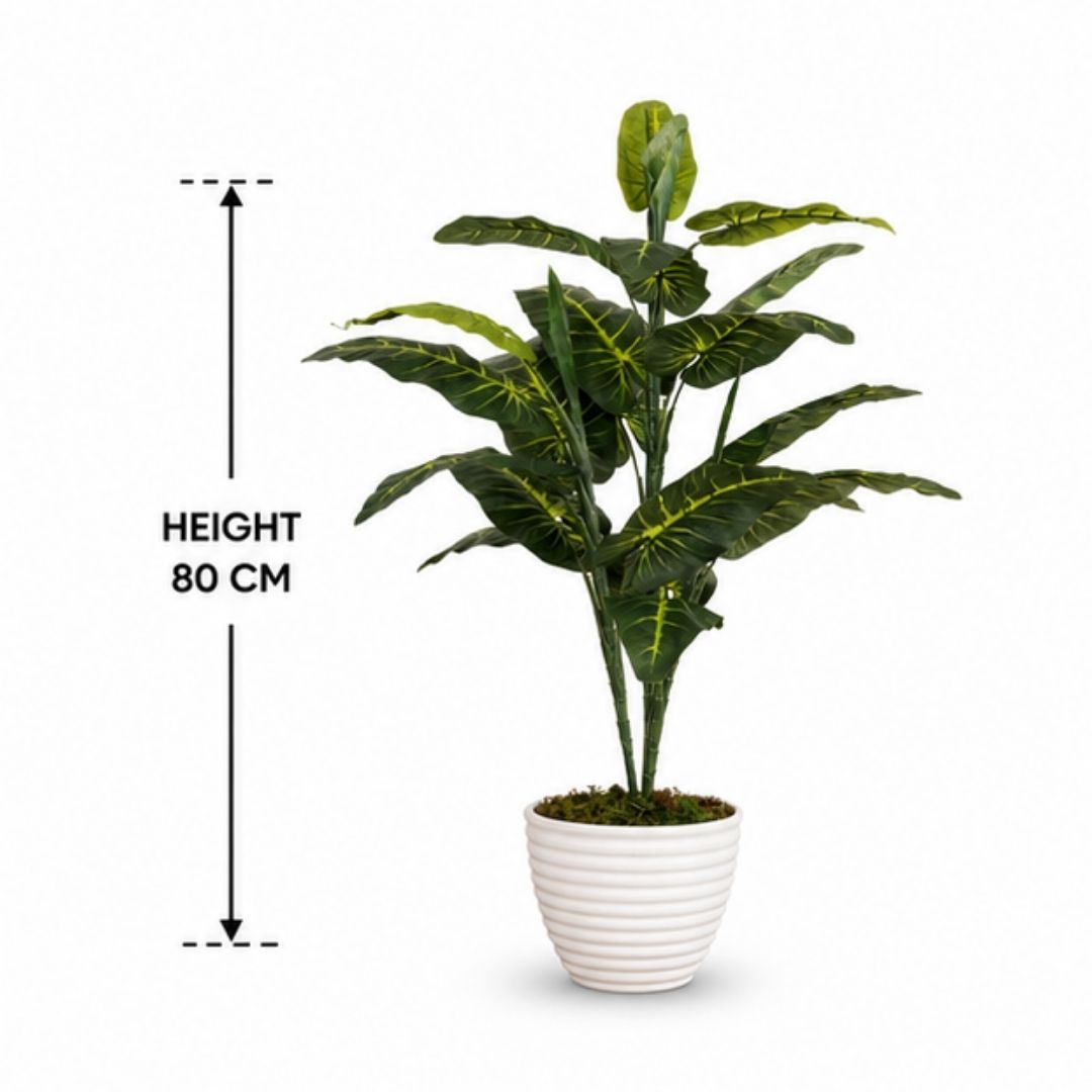 Compact Artificial Elephant Ear Plant Without Pot