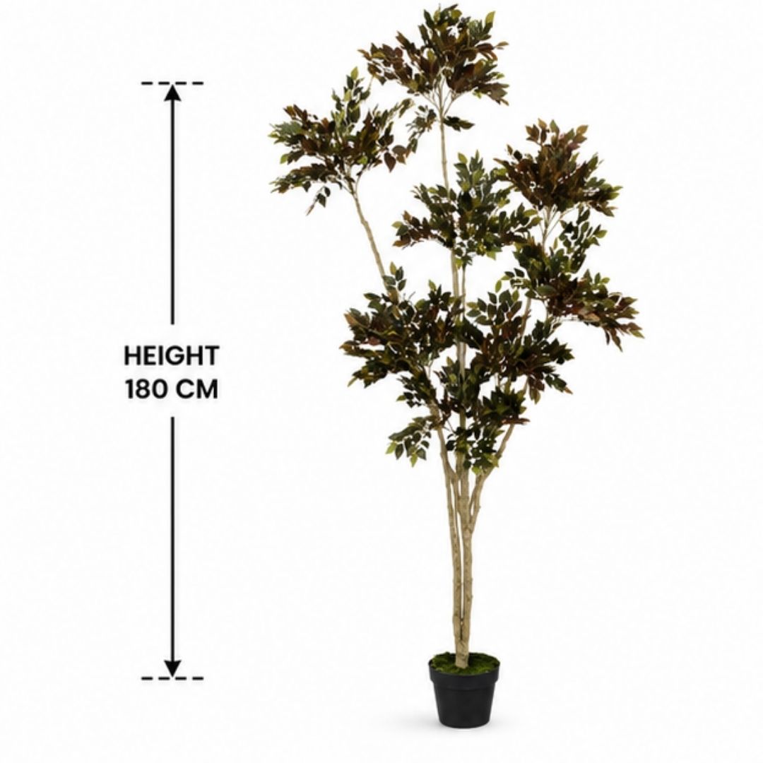 High Quality Faux Dracaena Reflexa Red Green Plant With Pot