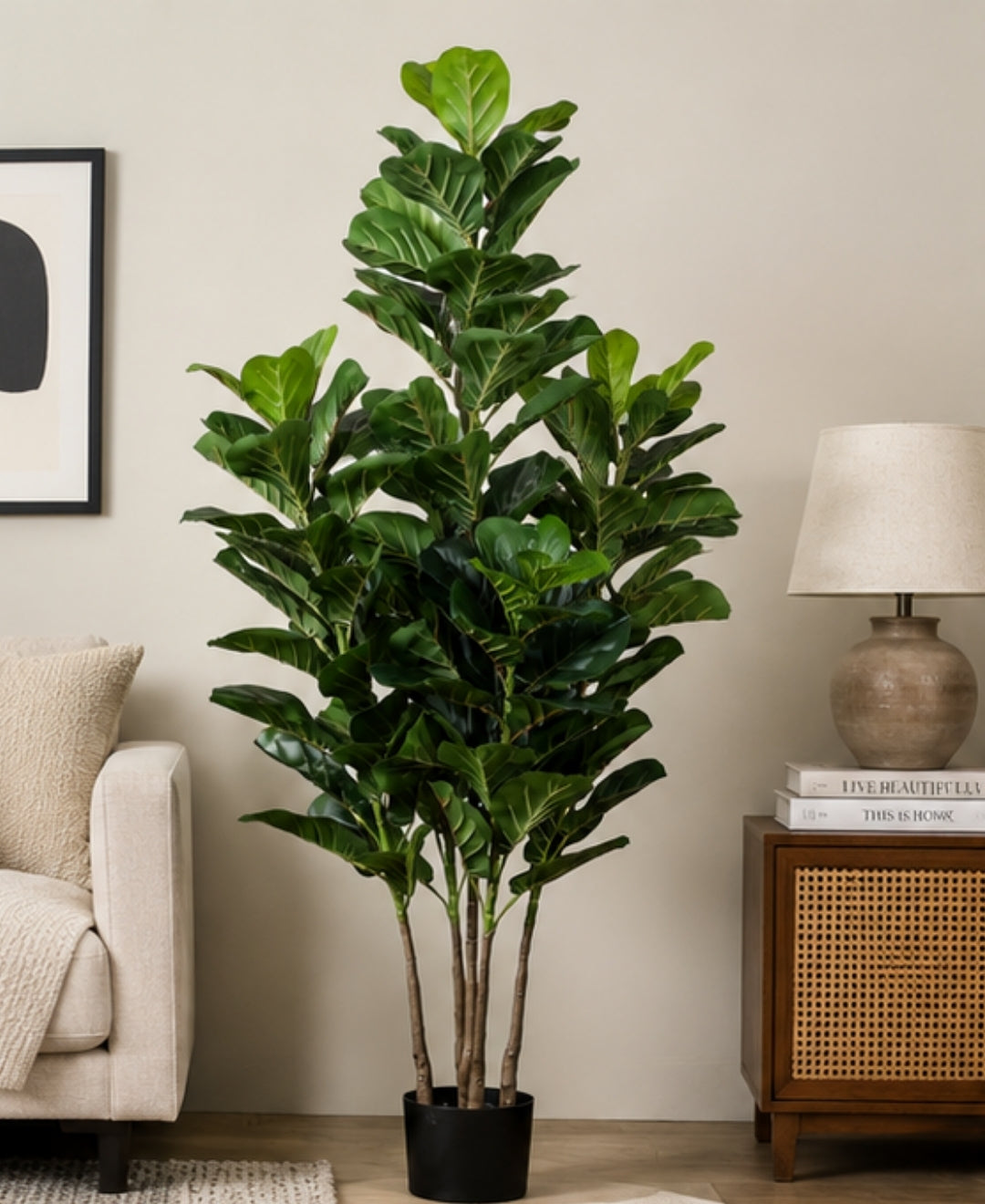 Artificial Fiddle Leaf Fig Tree With Pot - 4.5 FT