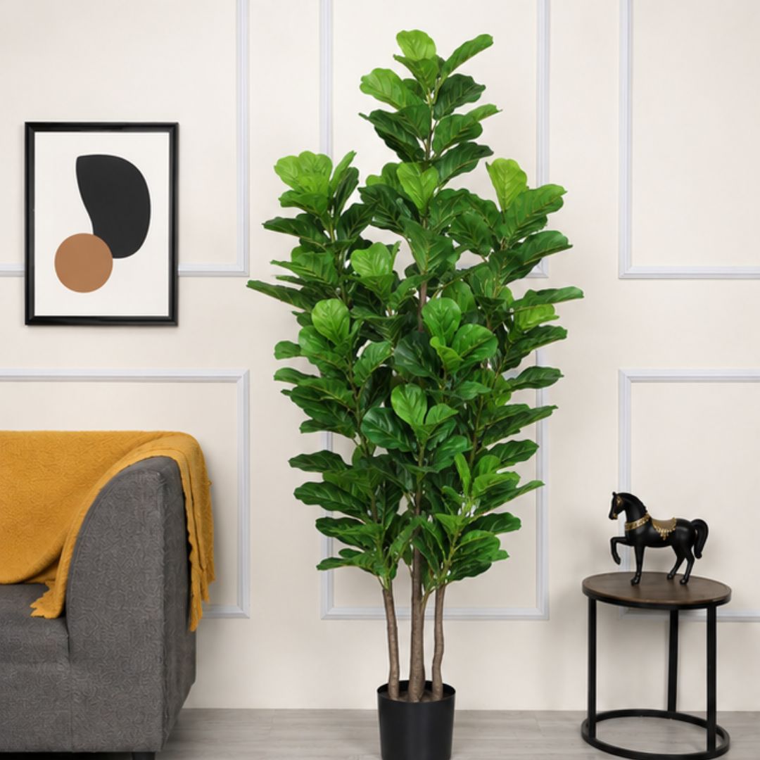 Premium Artificial Fiddle Leaf Fig Green Plant With Pot- 5FT