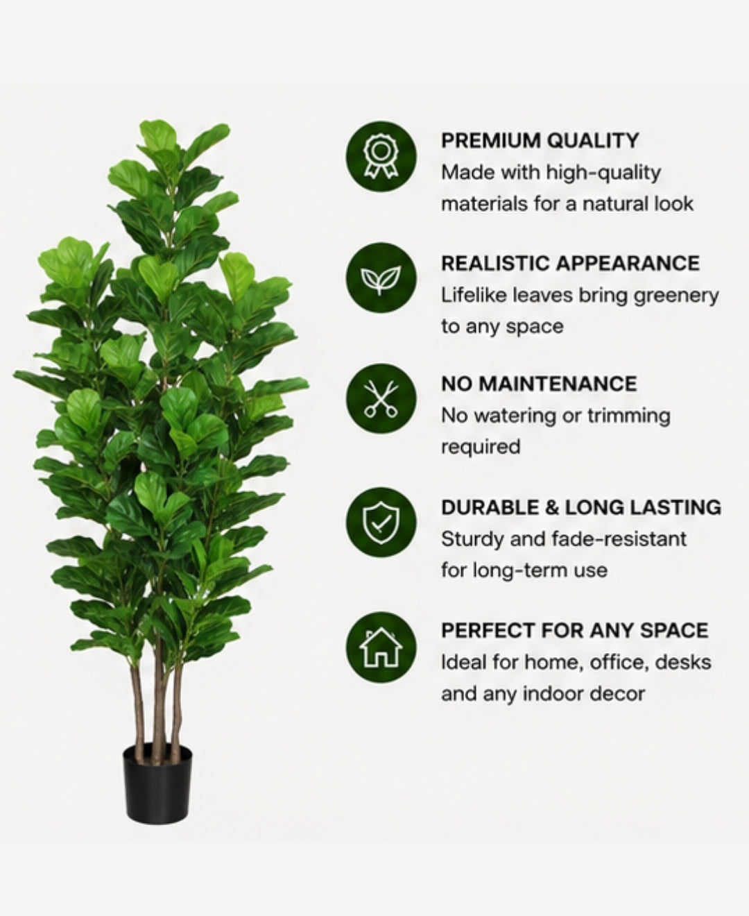 Luxury Artificial Fiddle Leaf Fig Tree With Pot