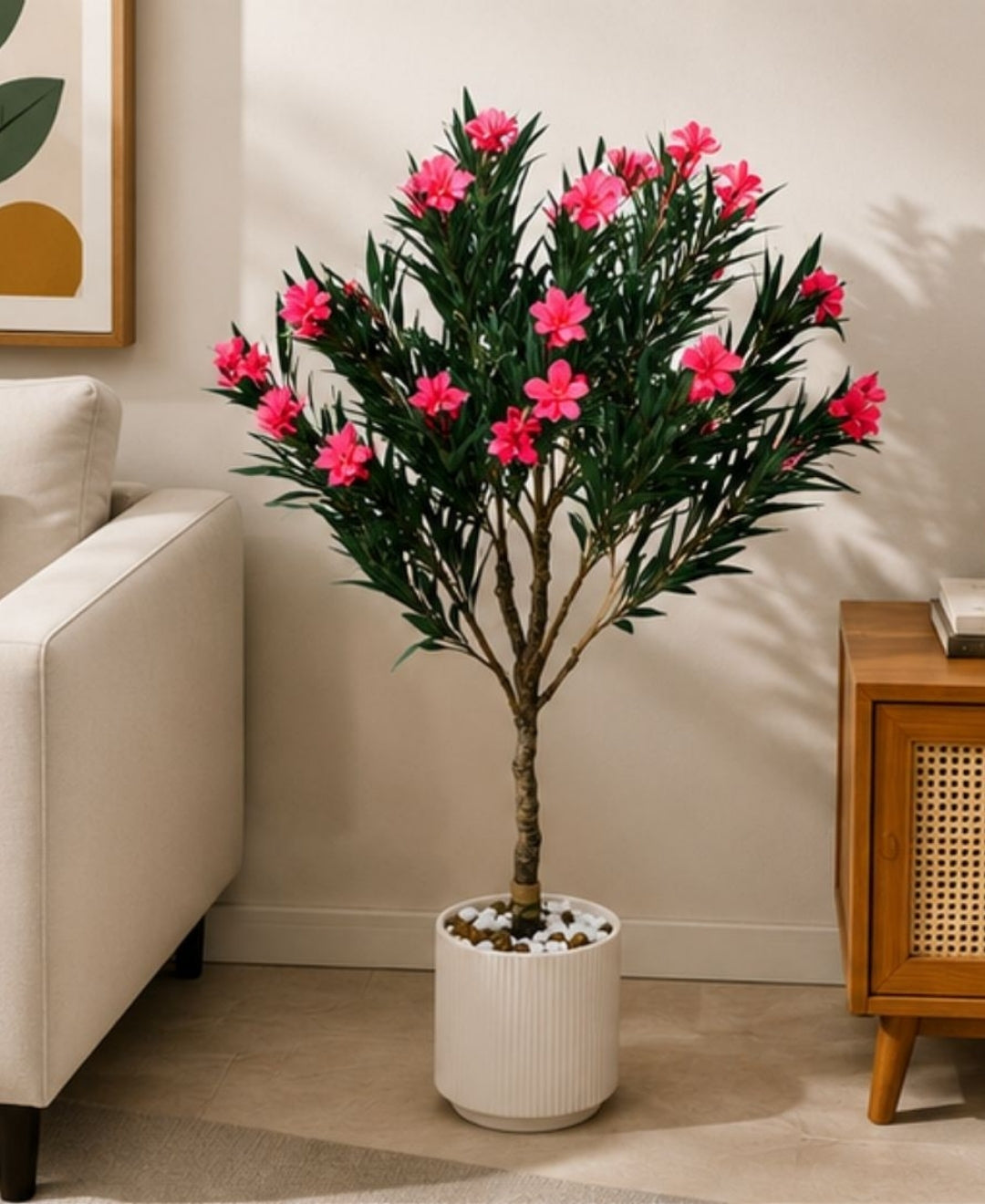 Artificial Oleander Pink Flower Plant Without Pot