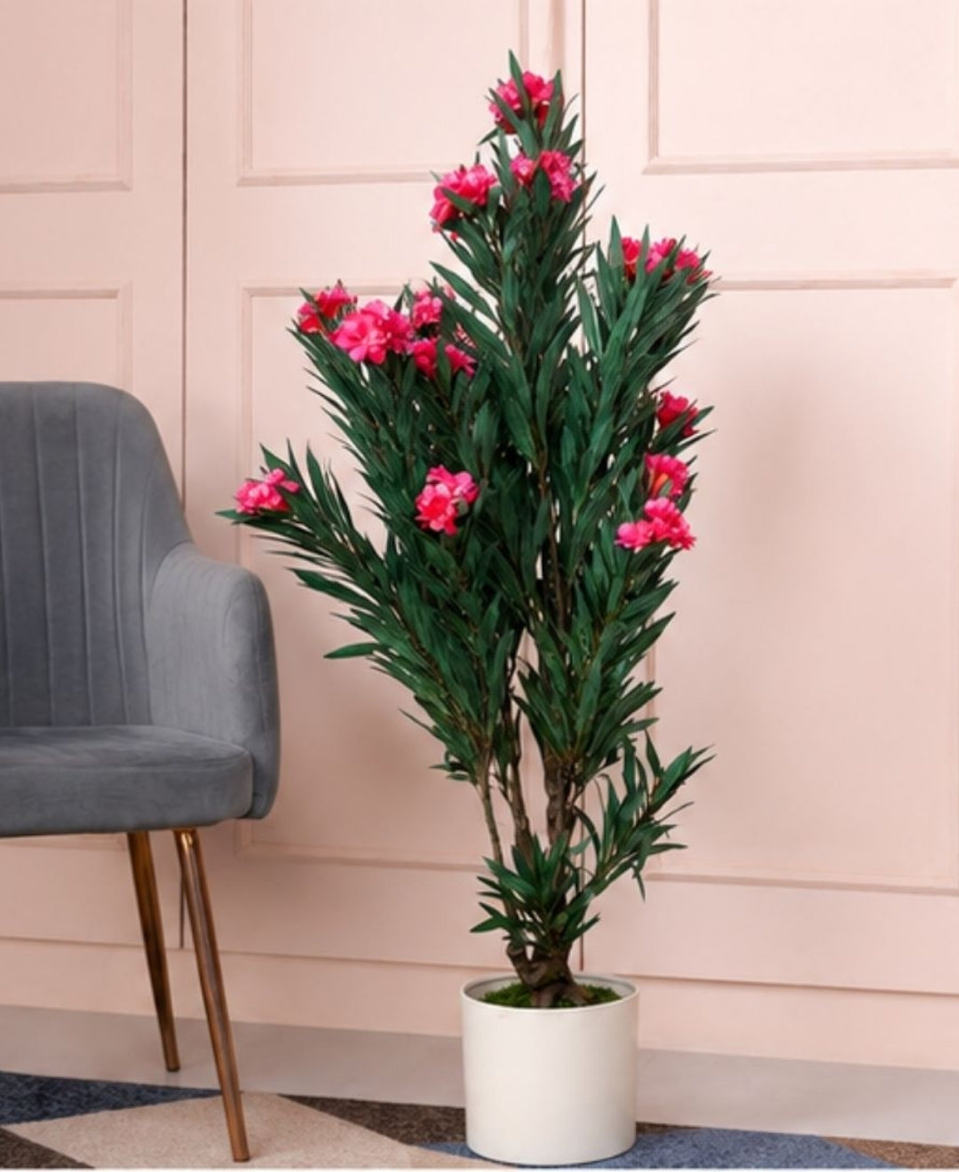 Luxe Artificial Oleander Pink Flower Plant With Pot