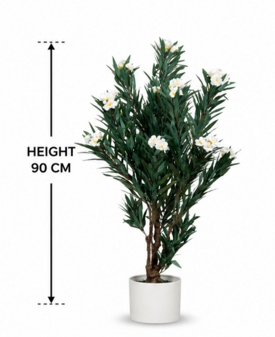 Luxe Artificial Oleander White Flower Plant With Pot