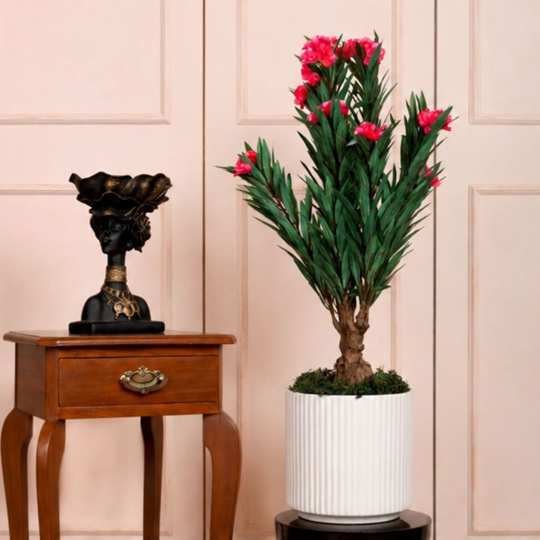 Premium Artificial Pink Oleander Flowering Tree With Pot