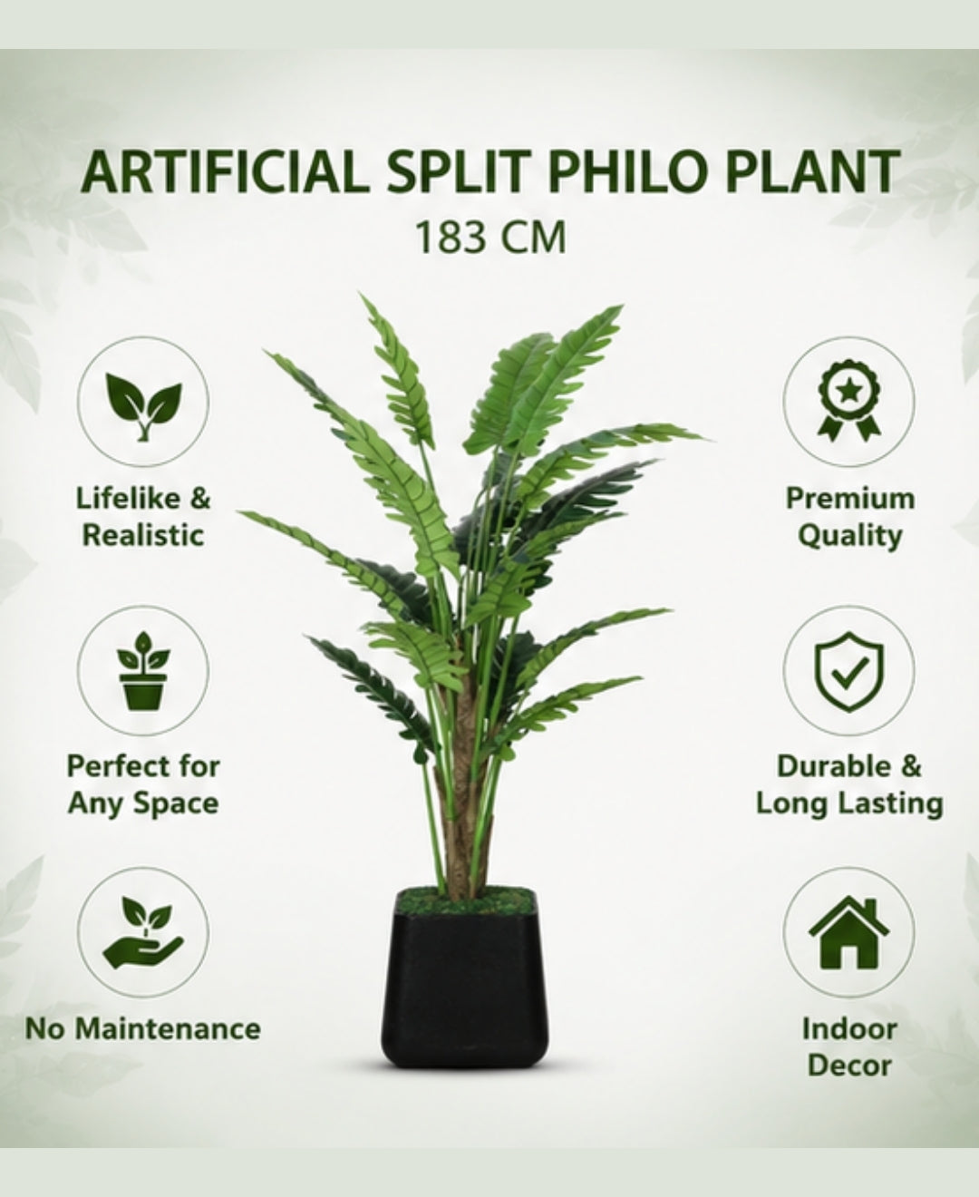 Premium Artificial Philodendron Selloum Plant Without Pot - 6FT