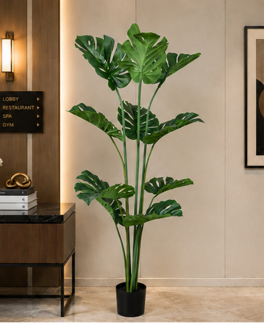 Tropical Artificial Split Leaf Philodendron Plant With Pot