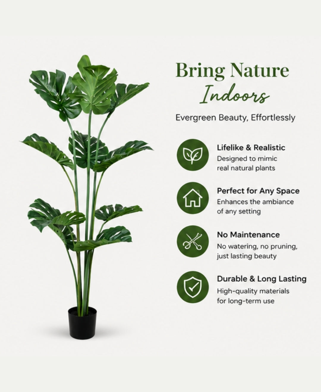 Tropical Artificial Split Leaf Philodendron Plant With Pot