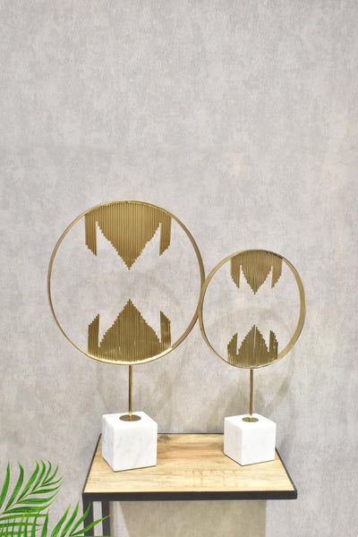 Creative Metal Abstract Ornaments Round Golden Artifact-Large