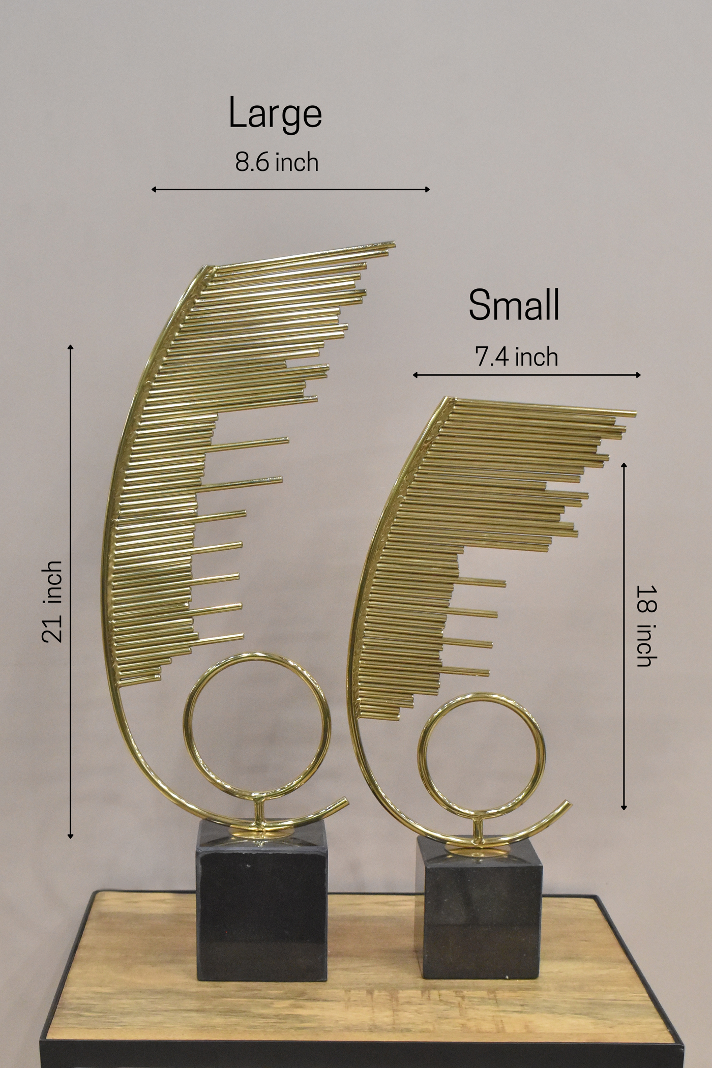 Horizontal shape metal sculpt artifact for your home or office-Large