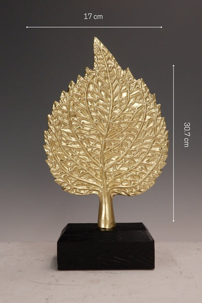 Figurine Golden leaf on a stand measuring made of resin for your home or office decor