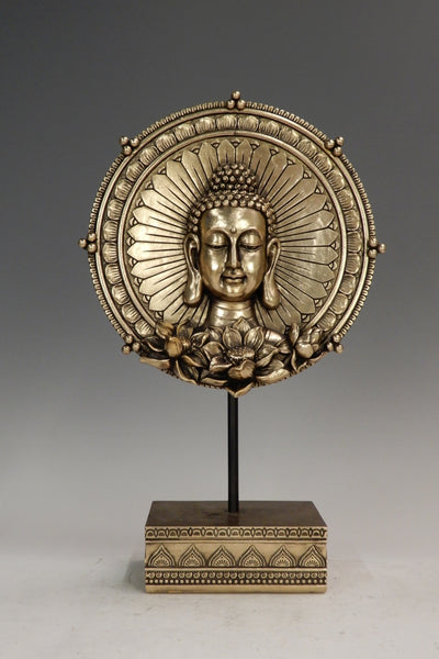 Lord Buddha face on the golden base of stand for your home or office decora