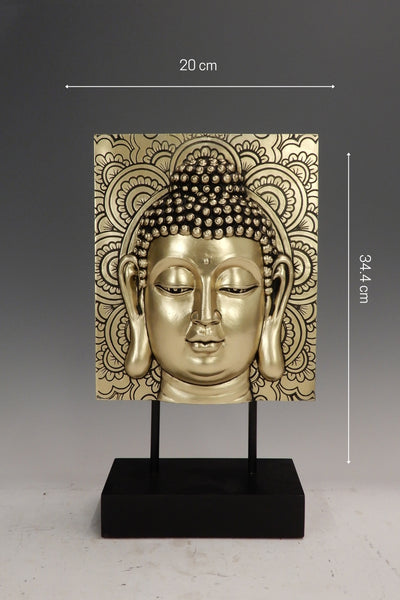 Gautam Buddha face in the square on a black base of a stand for your home or office decoration