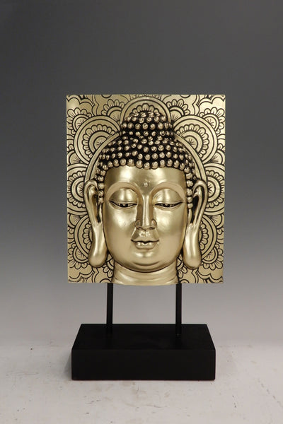 Gautam Buddha face in the square on a black base of a stand for your home or office decoration