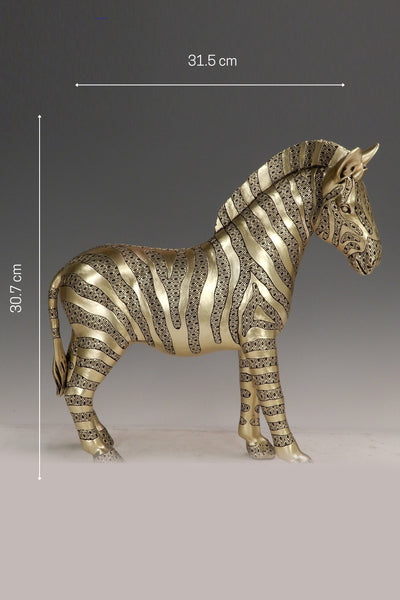 Golden resin zebra statue for your home or office decor