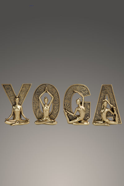 Resin Gold Yoga Spiritual Decor - Set of 4 yoga  Letters Statues Ornaments for your home or office decor