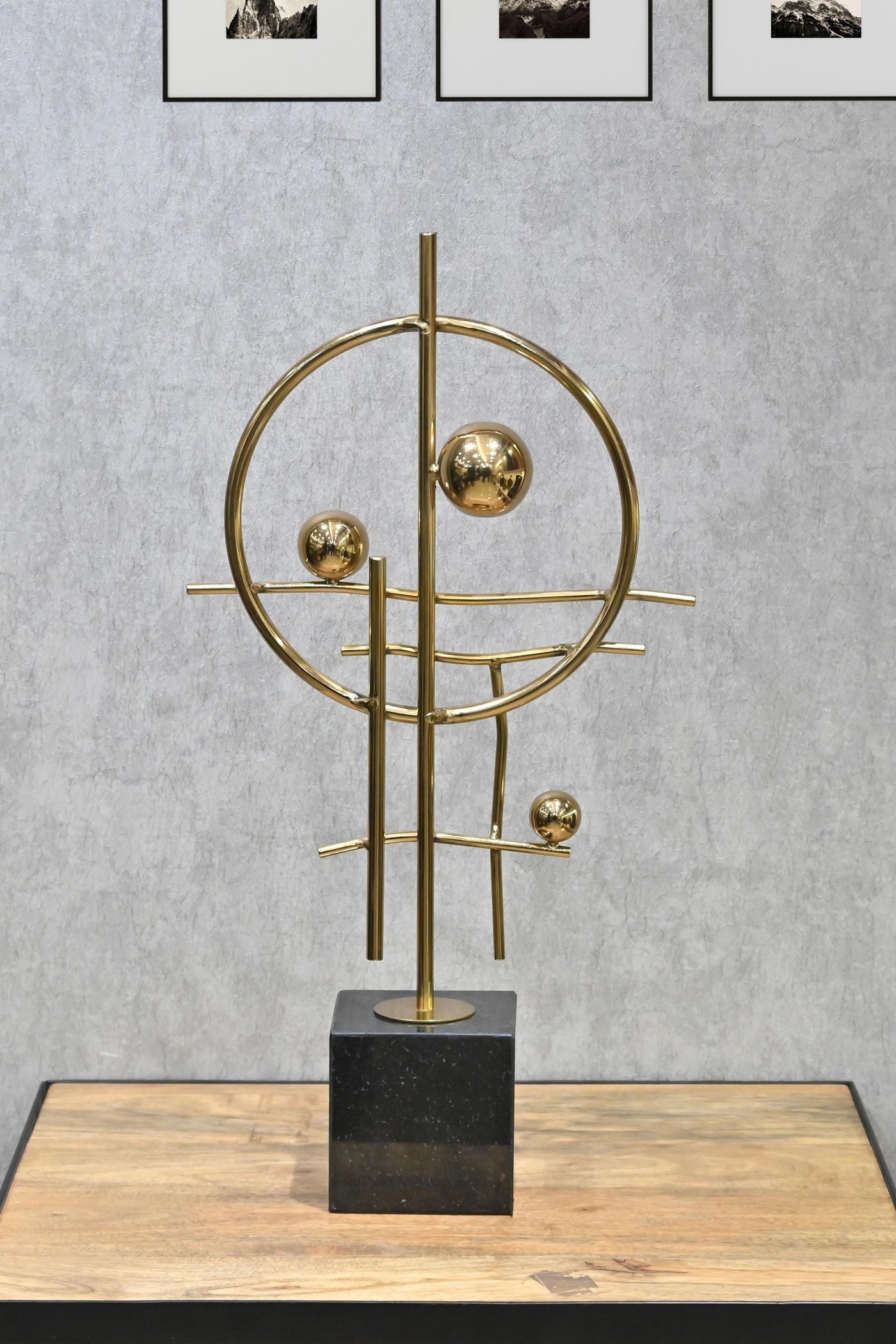 Golden Metal Contemporary Sculpture for your Home or Office Decor-Large