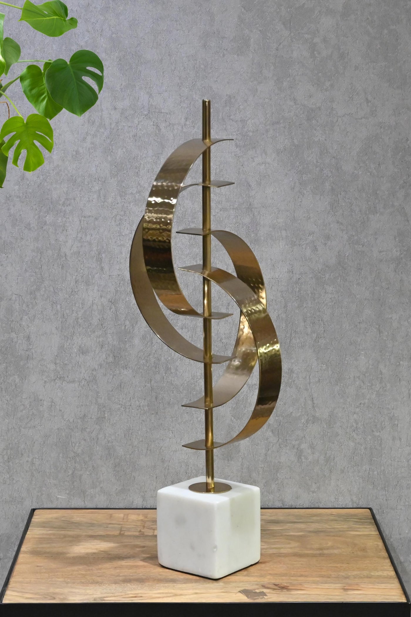 Pollination Modern Geometric Golden Metal Art Sculpture for your Home or Office Decor-Small