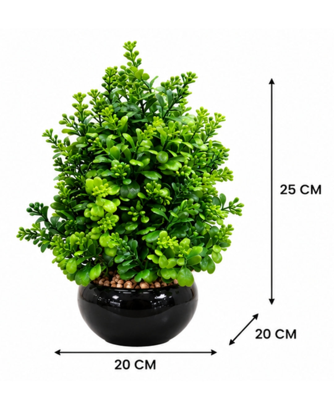 Artificial Boxwood Topiary in Glossy Black Ceramic Pot