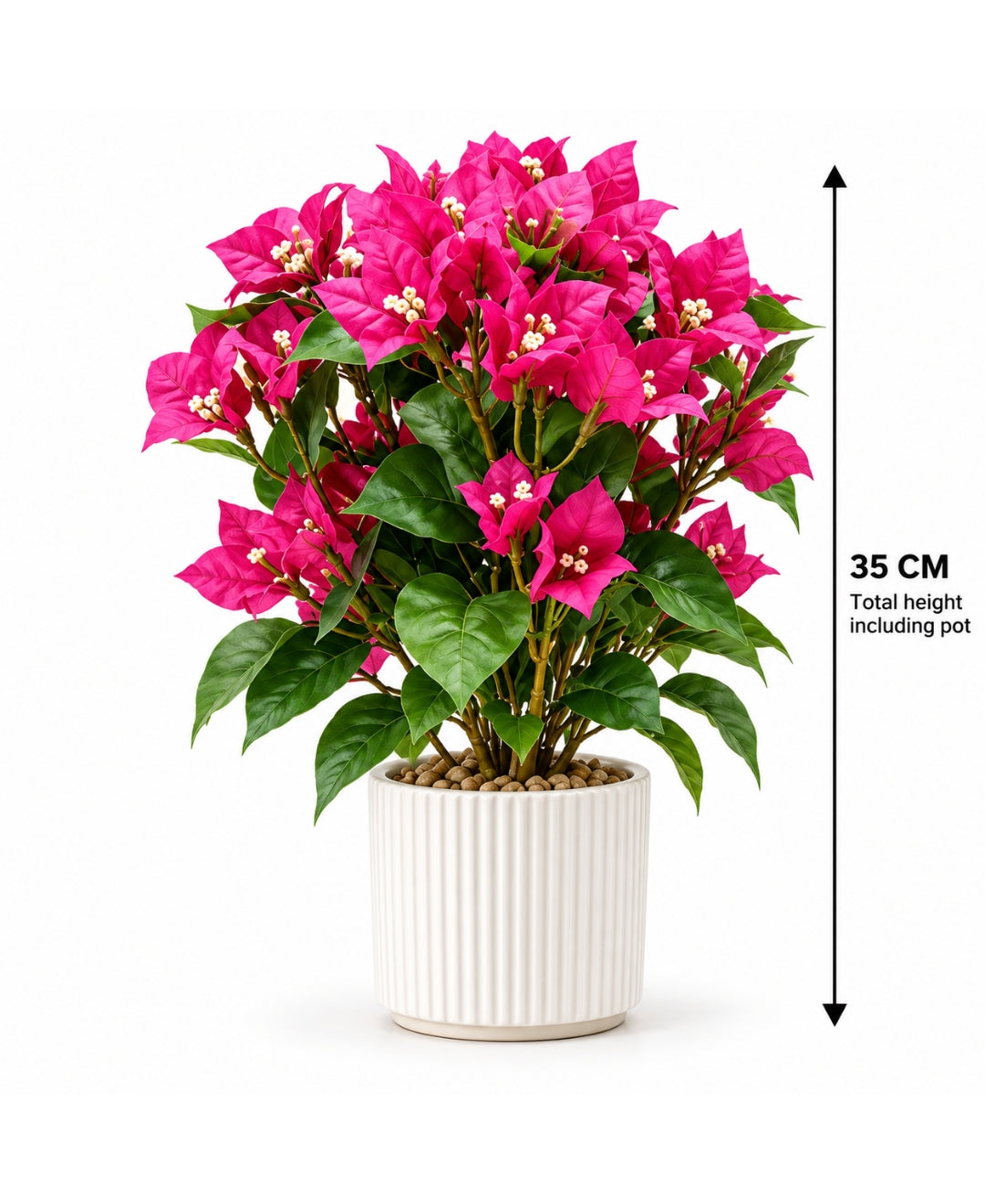 Artificial Bougainvillea Bonsais DPink in Ribbed Ceramic Pots