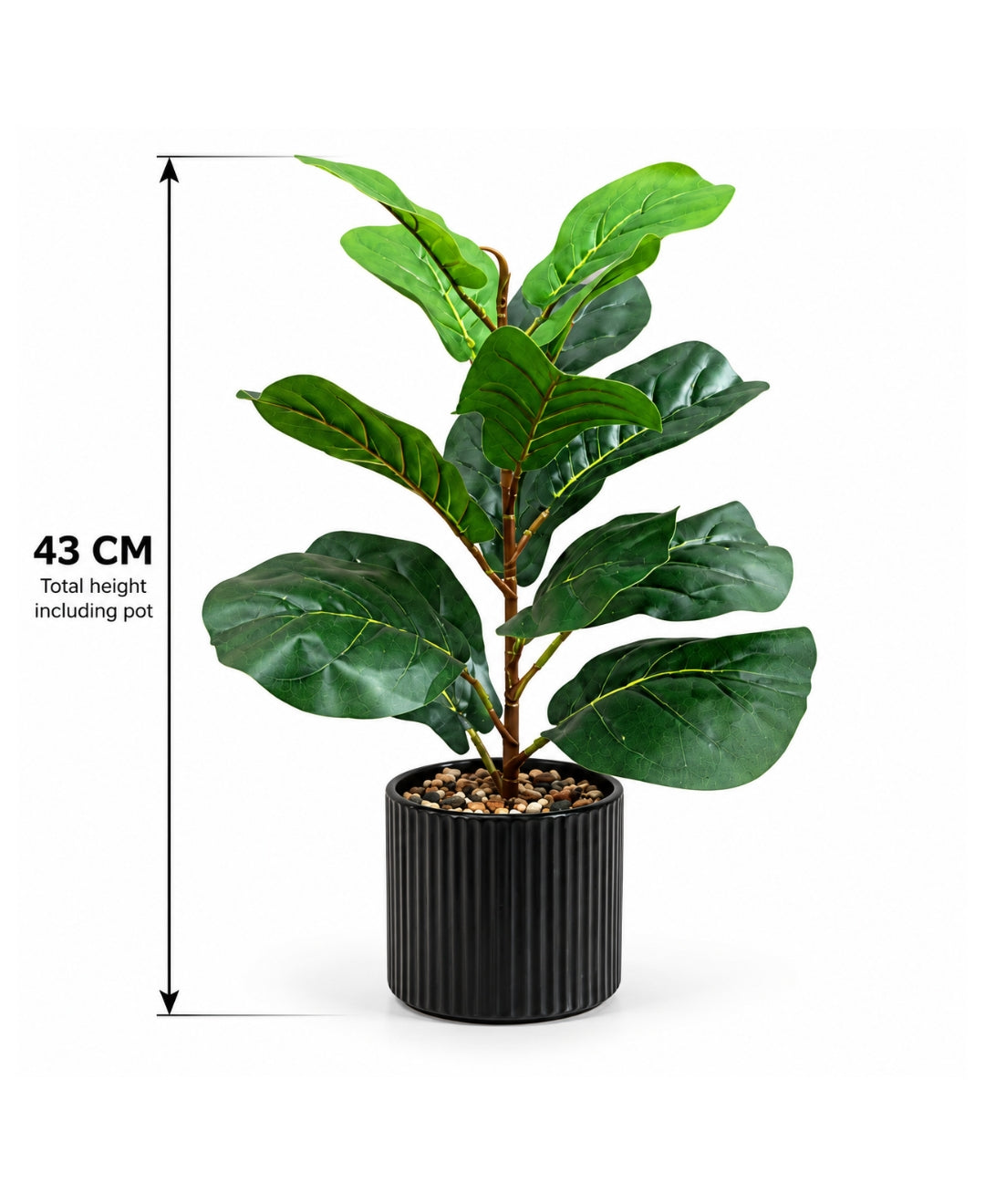 Faux Tall Fiddle Leaf Fig in Black Ribbed Ceramic Pot
