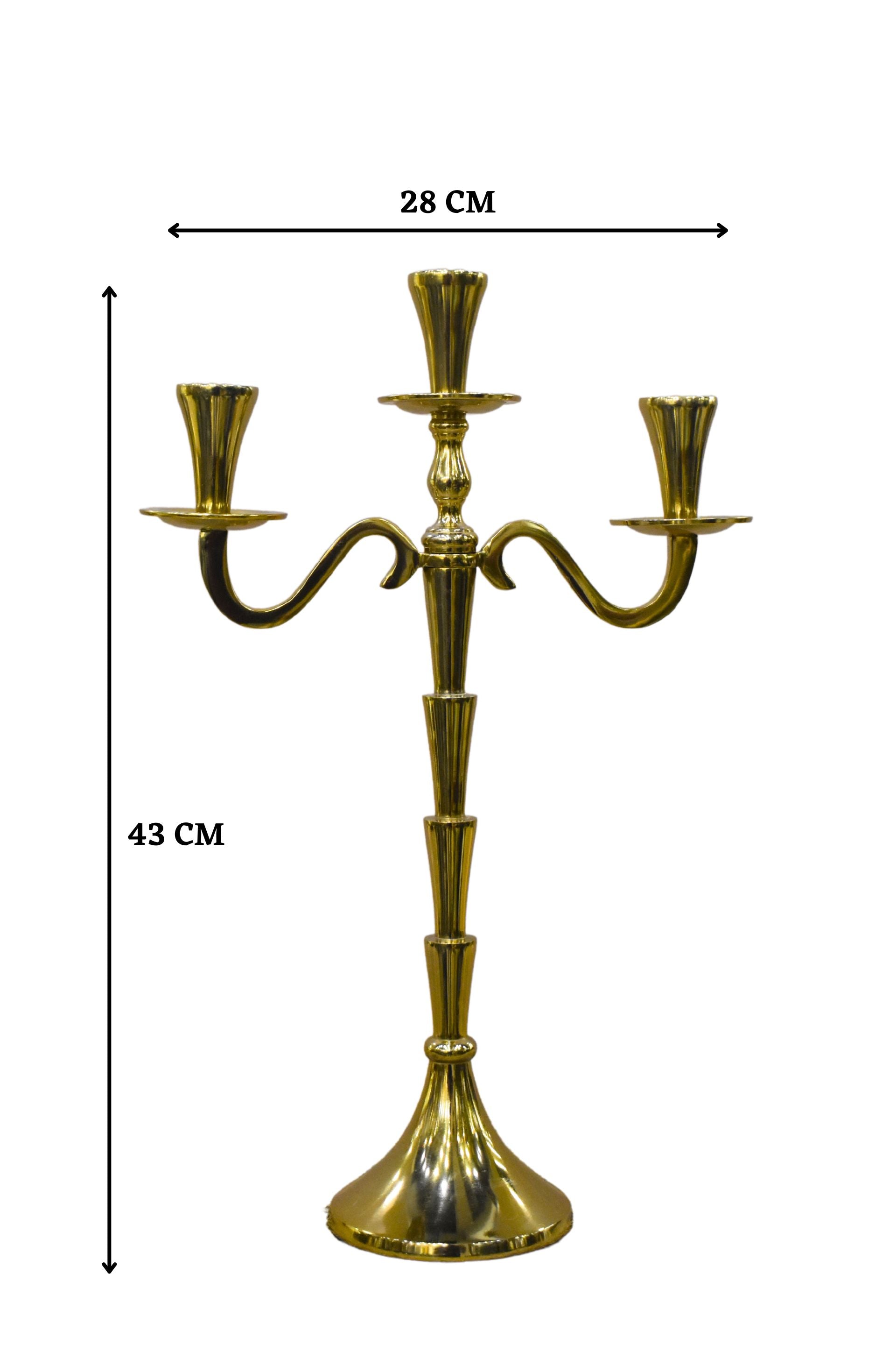 Golden 3-Arm Candelabra - Gold
