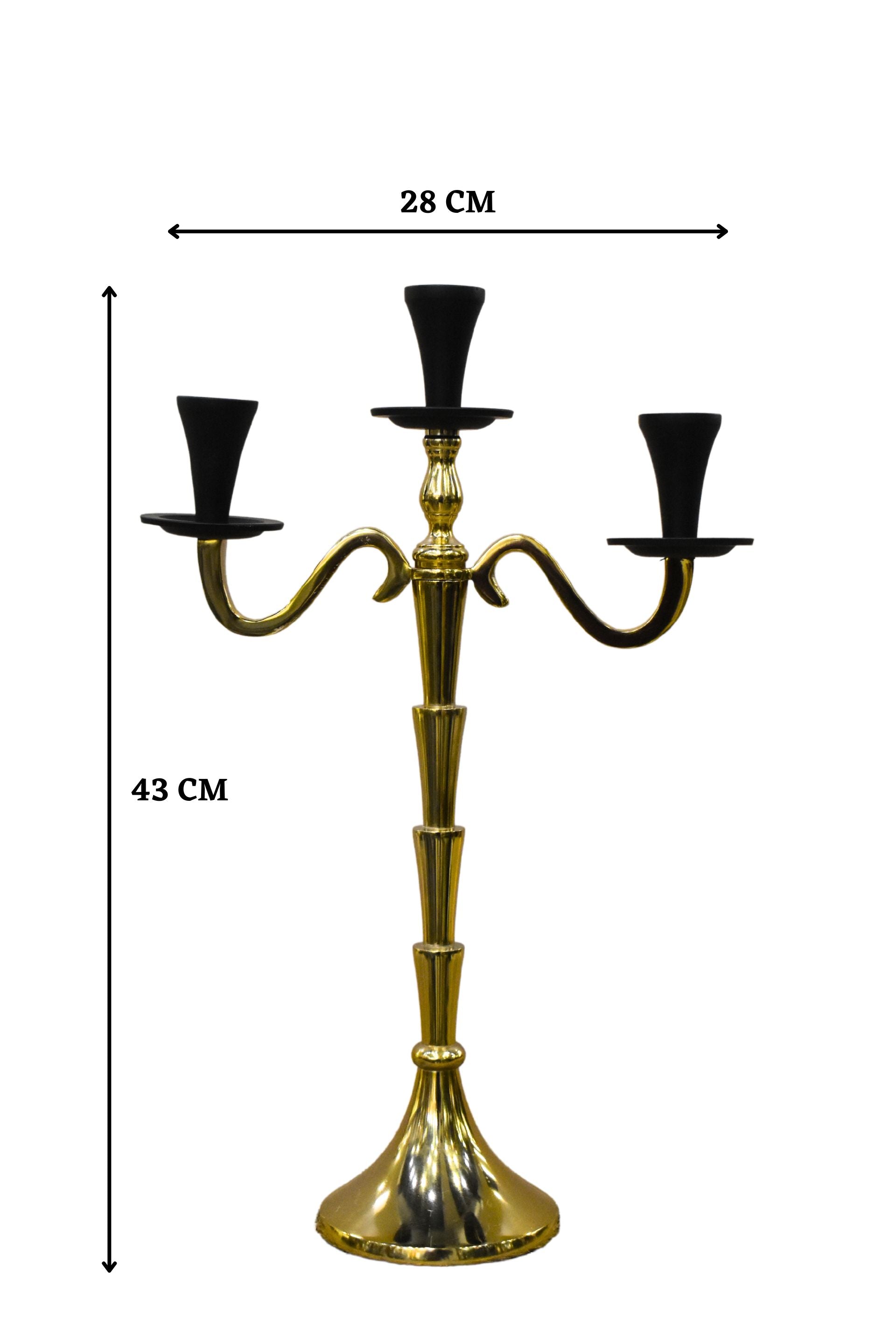 Golden 3-Arm Candelabra - Gold