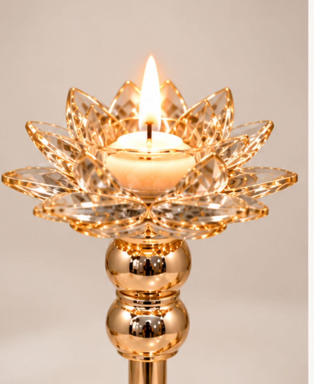 Golden Lotus Decorative Candle Holder