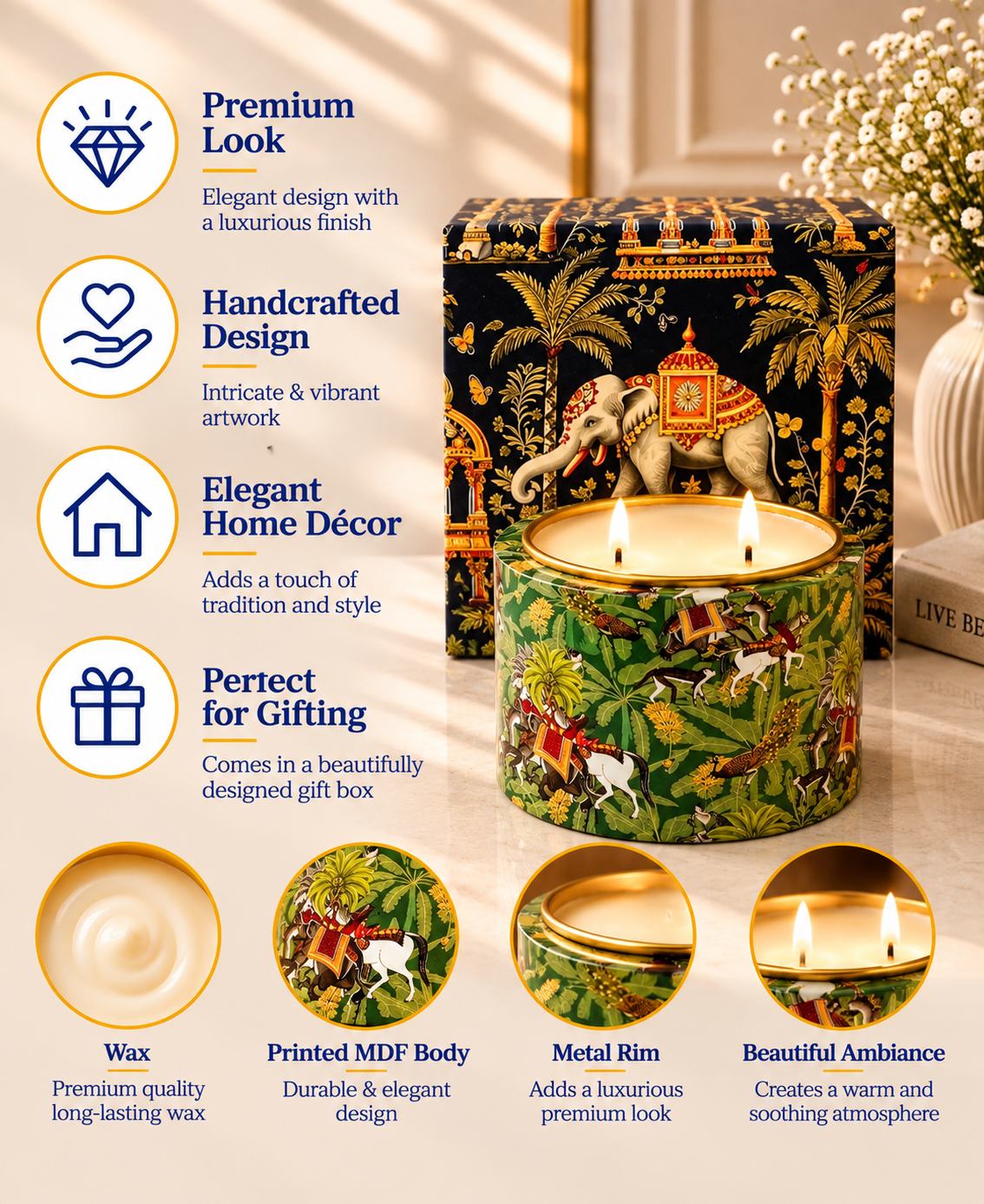 Royal Jungle Safari 2-Wick Drum Premium Gift Candle