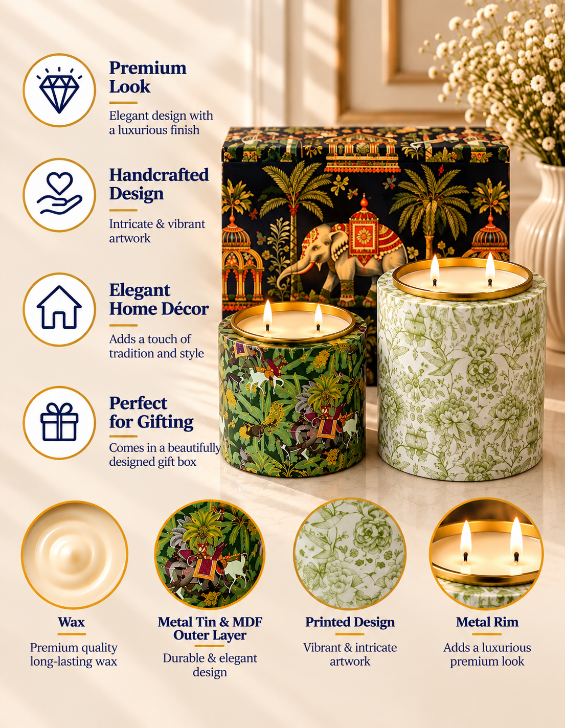 Royal Jungle Safari & Imperial Sage Garden Duo Premium Gift Candle Set