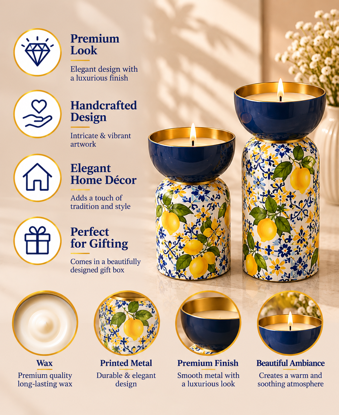 Imperial Amalfi Hourglass Premium Gift Candle – Set of 2