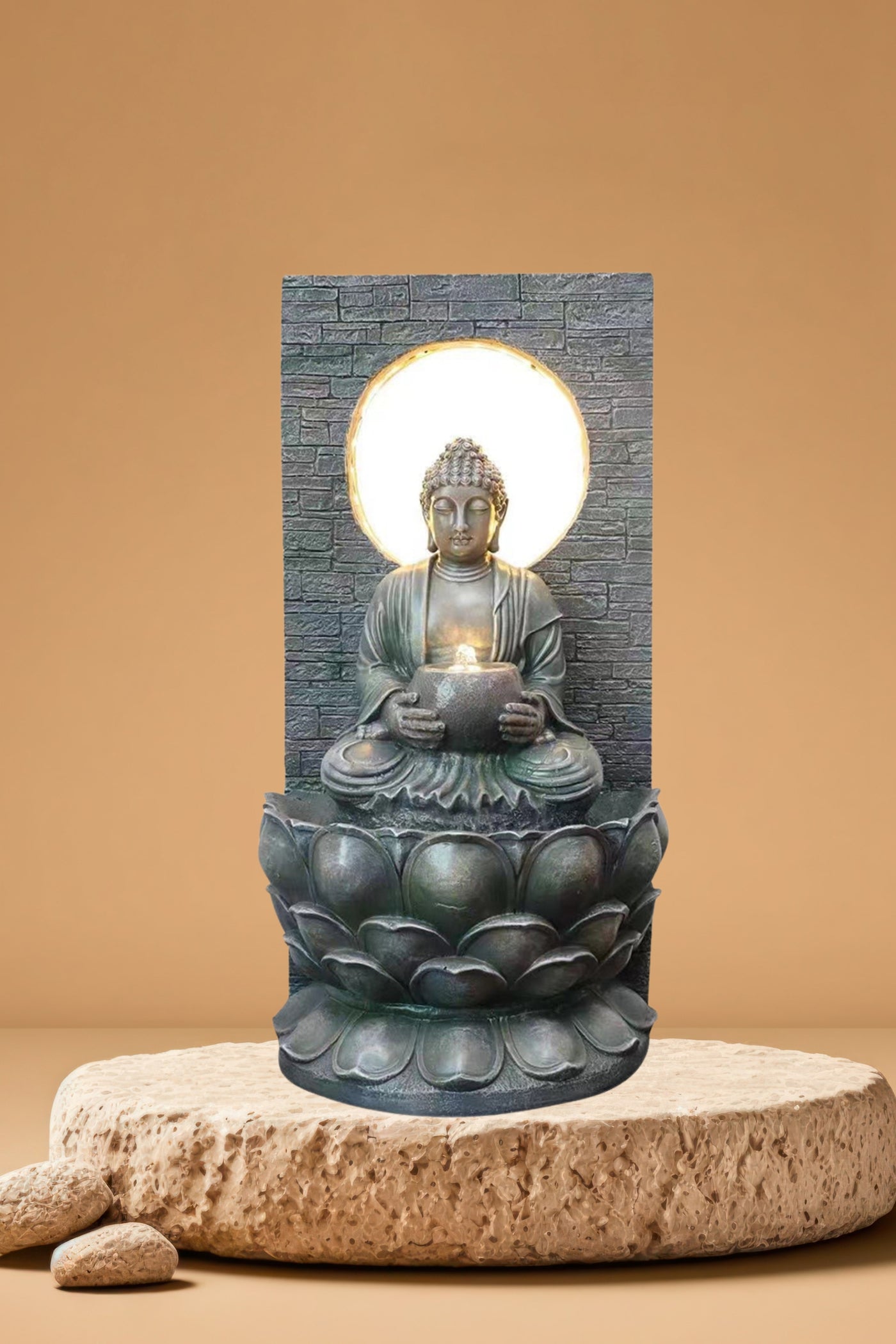 Sitting Buddha Rain Curtain Waterfall Indoor Outdoor Water Fountain