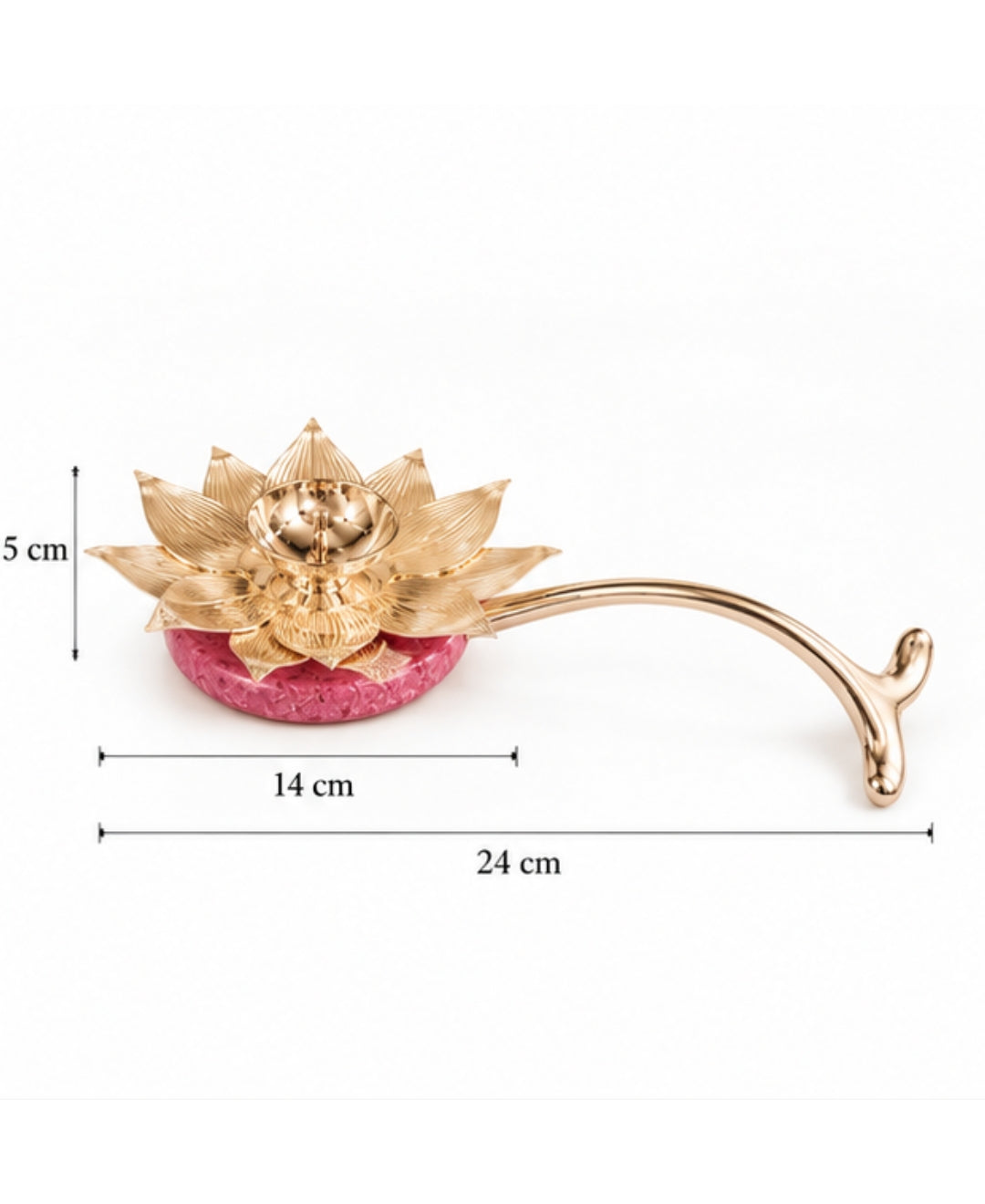 Lotus Hand Aarti Diya – Lilac Pink Base