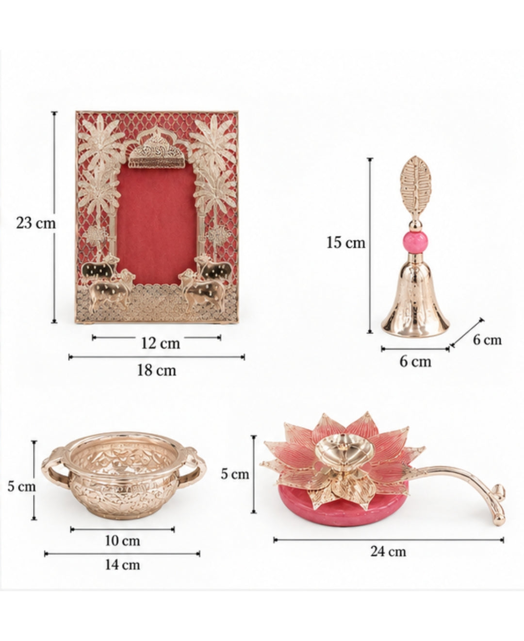 Silver Pooja & Décor Gift Hamper – Set of 4 with Lilac Pink Accents