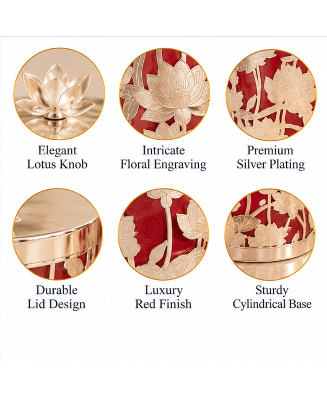 Silver Floral Cut-Work Jar & Photo Frame Gift Set of 3 – Red