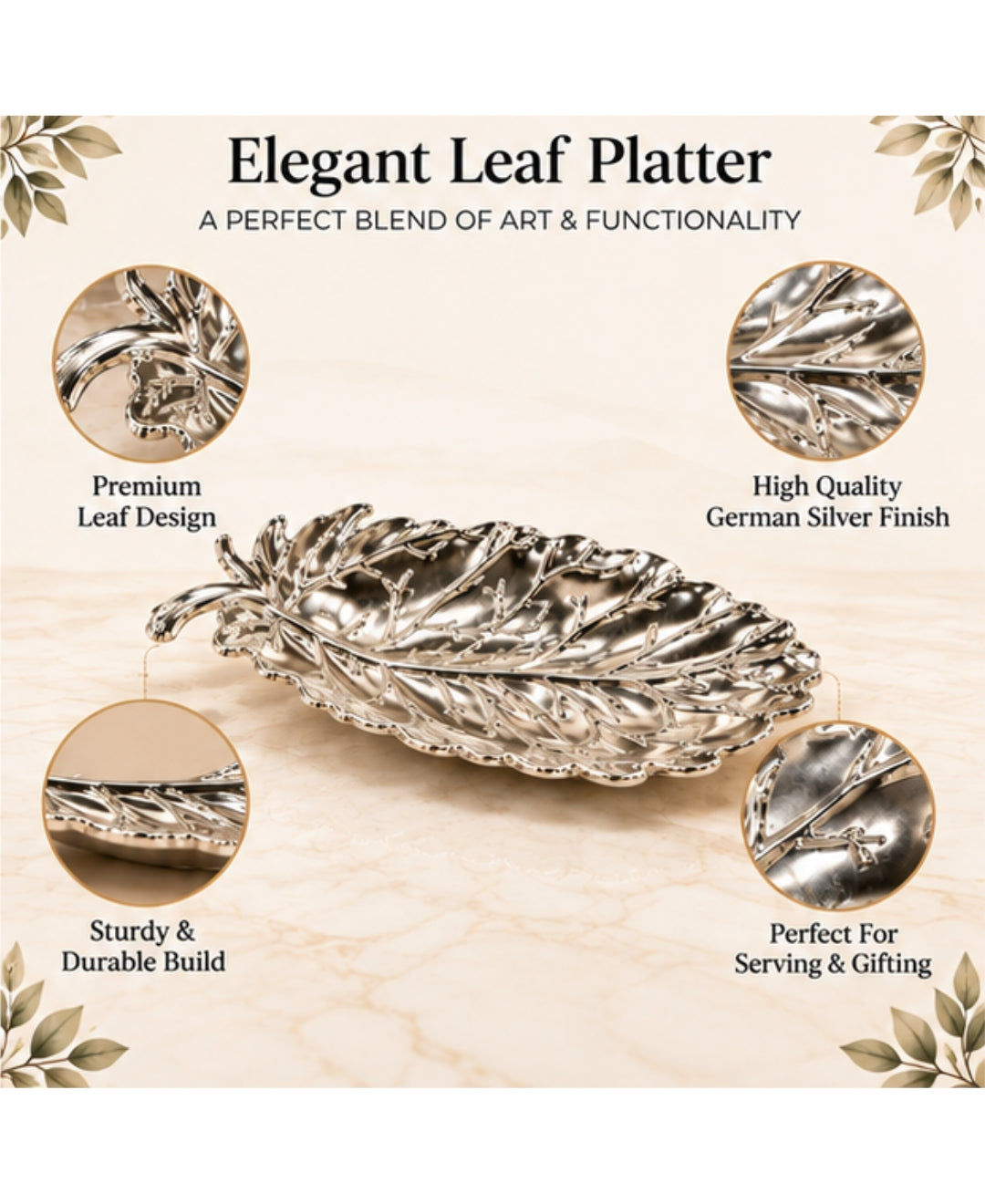 German Silver Leaf Platter