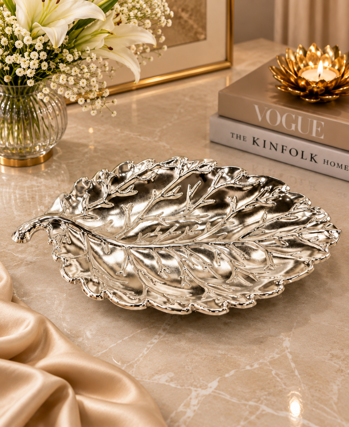 German Silver Leaf Platter